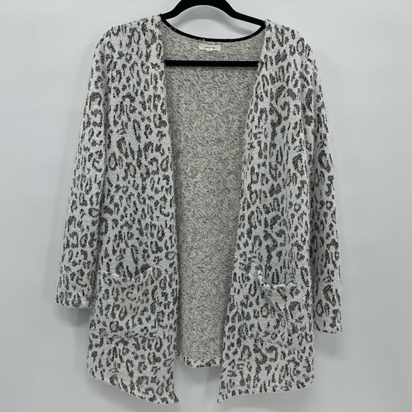 Maurices Womens S Open Front Cardigan Animal Print Pockets Eyelash Mob Wife Boho - Picture 1 of 8